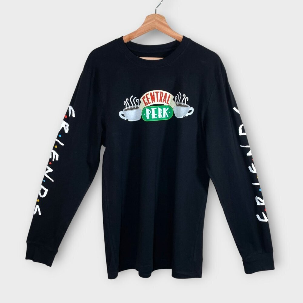 Friends Central Perk Cafe T-Shirt LARGE Long Sleeve Unisex 100% Cotton NEW
